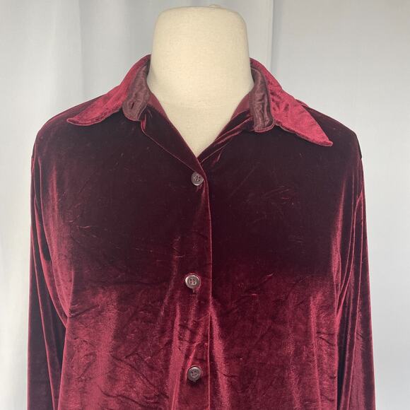 Velvet Top Womens Size Large Burgundy Button Witchy Whimsigoth Fairy Grunge Y2K - Picture 2 of 11